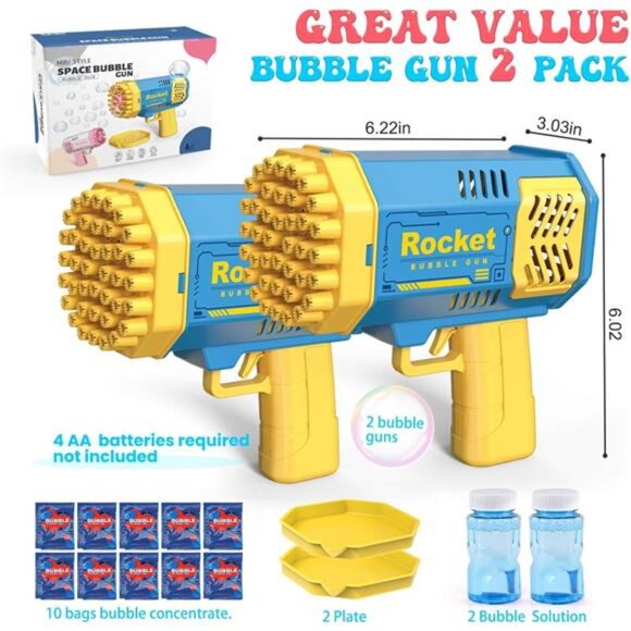 Toys for 3-8 Year Old Boys Girls: 2 Pack Bubble Machine for Kids with Bubble - Picture 2 of 8